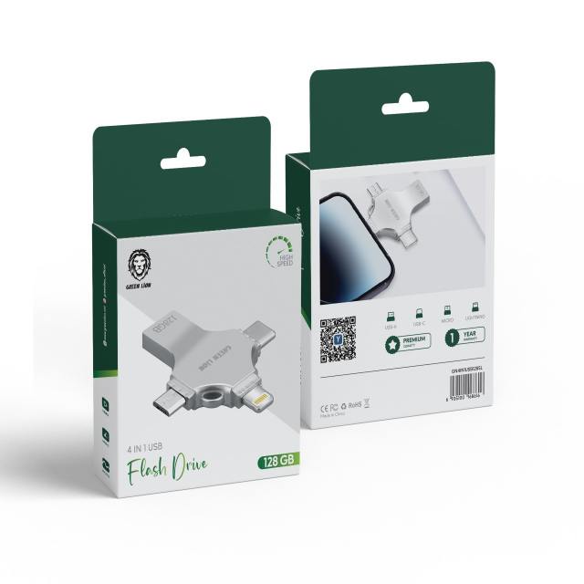 GREEN LION 4 IN 1 USB FLASH DRIVE 128GB SILVER GN4IN1USB128SL thumbnail 3