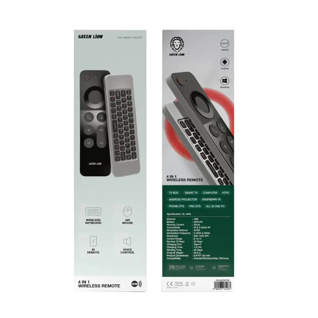 GREEN LION 4 IN 1 WIRELESS REMOTE WITH KEYBOARD BLACK GN4INWRMTBK thumbnail 2