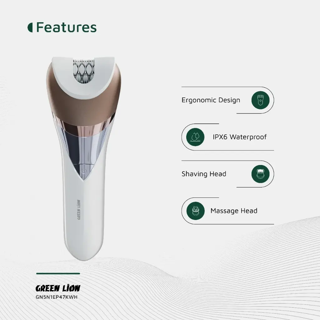 GREEN LION 5 IN 1 CORDLESS EPILATOR KIT WHITE GN5N1EP47KWH thumbnail 7
