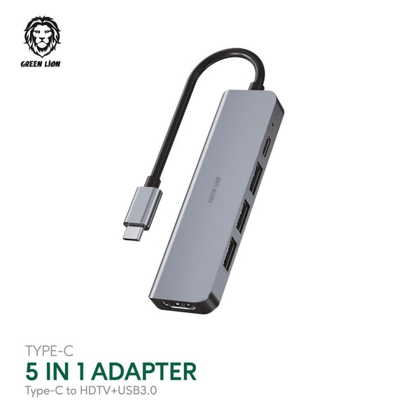 GREEN LION 5 IN 1 TYPE-C ADAPTER 4K GRAY GNADA5IN1GY thumbnail 2