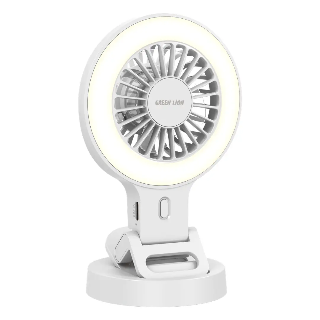 GREEN LION AIR GLOW CLIP ON RECHARGEABLE FAN WHITE GNPF3AGFANWH thumbnail 2