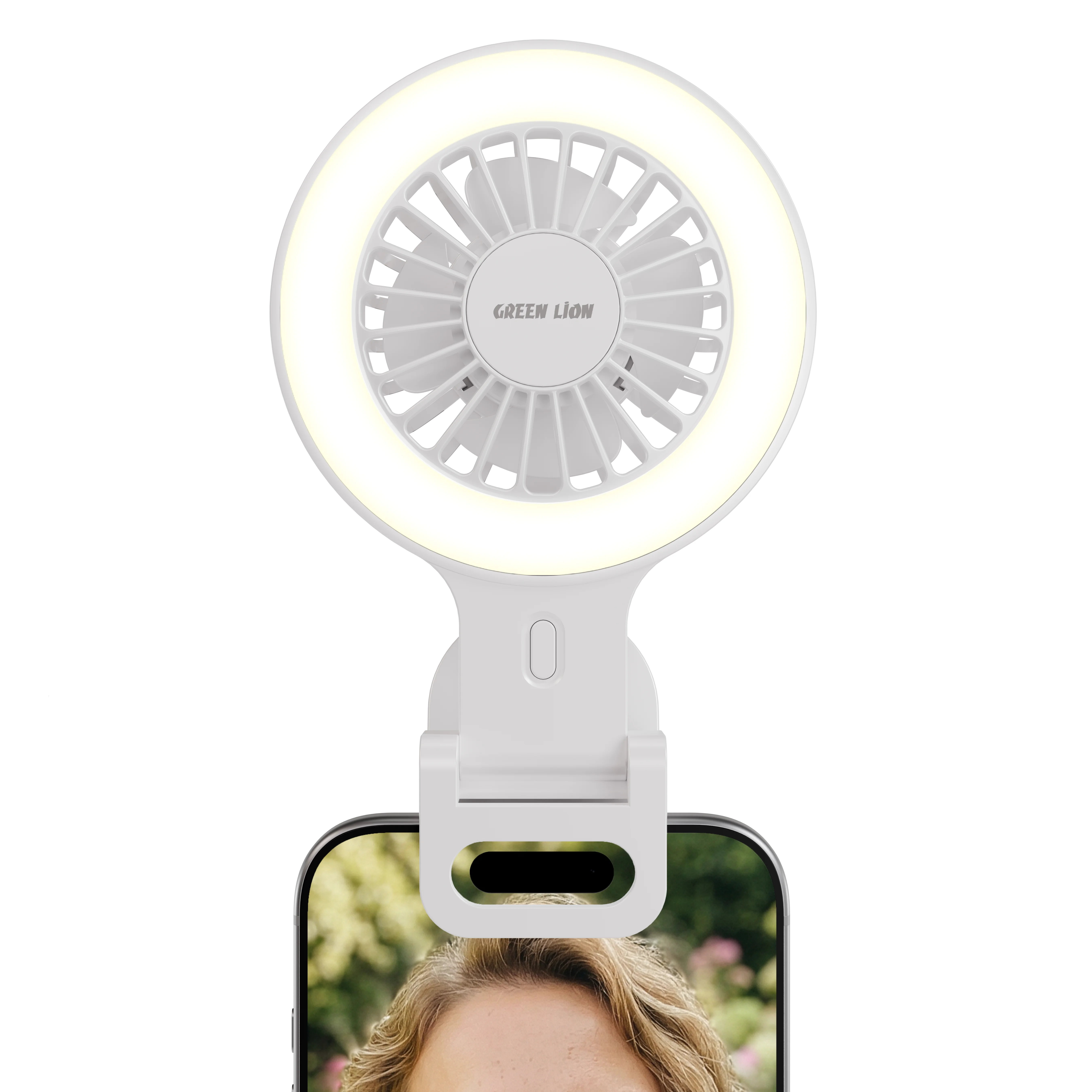 GREEN LION AIR GLOW CLIP ON RECHARGEABLE FAN WHITE GNPF3AGFANWH