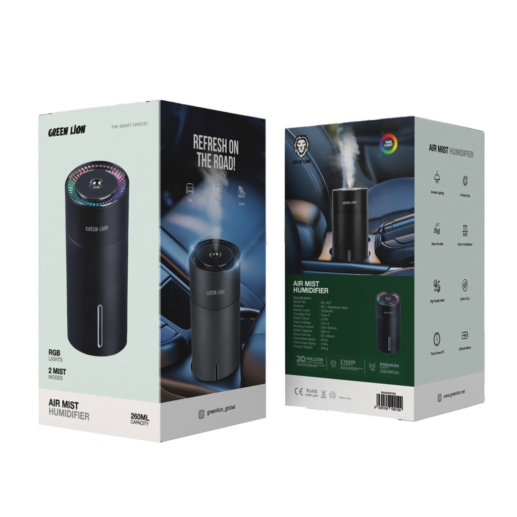 GREEN LION AIR MIST HUMIDIFIER 260ML BLACK GNAIRMSTBK thumbnail 2