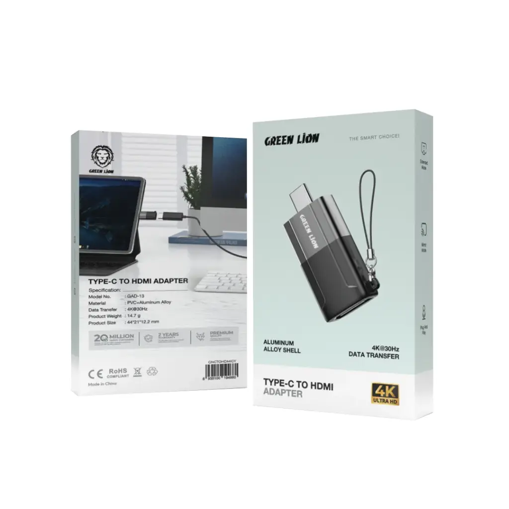 GREEN LION ALUMINUM ALLOY SHELL TYPE C TO HDMI ADAPTER BLACK GNCTOHDMIGY thumbnail 3