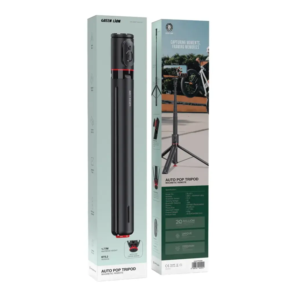 GREEN LION AUTO POP TRIPOD MAGNETIC REMOTE BLACK GNAPPTDSBK thumbnail 3