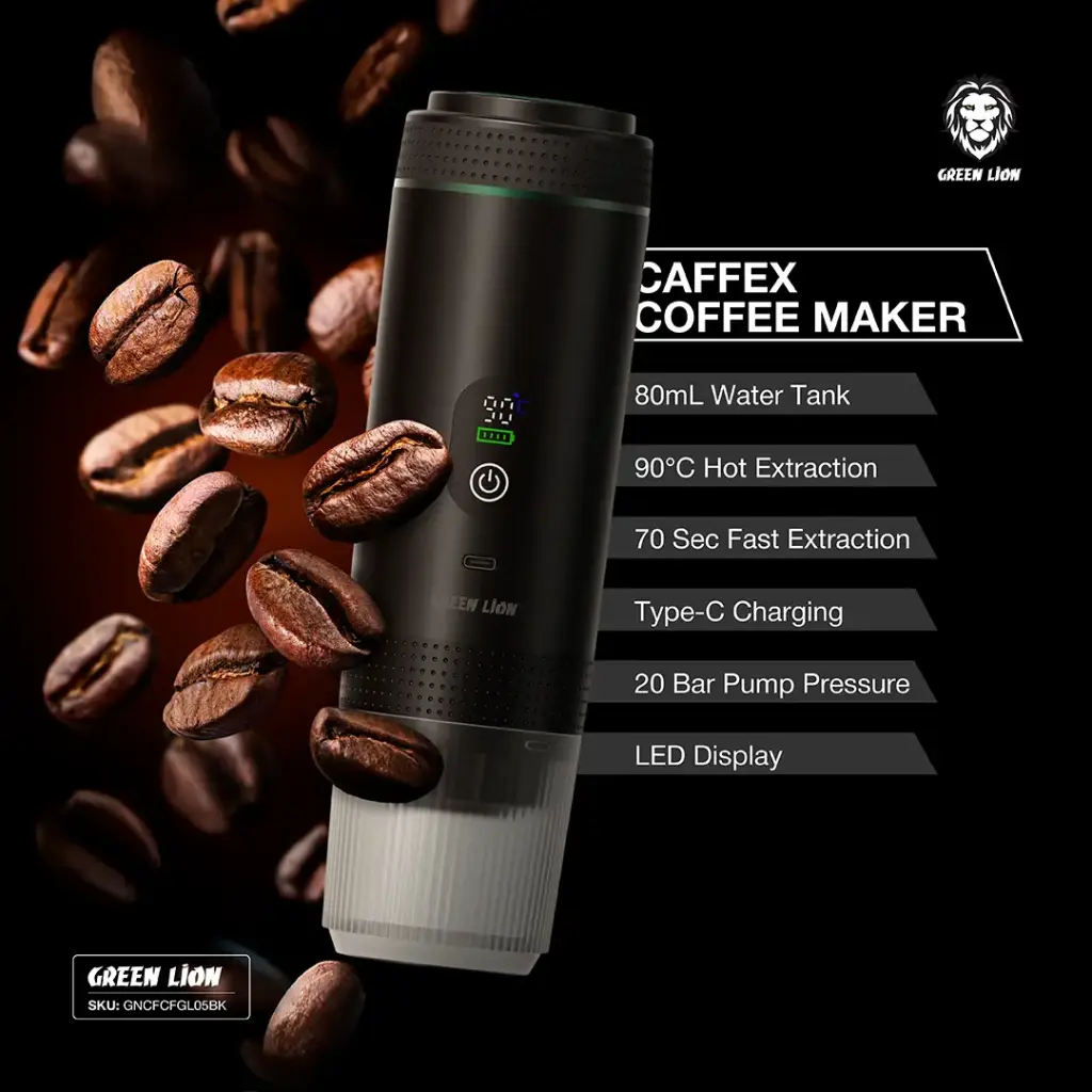 GREEN LION CAFFEX COFFEE MAKER 72W BLACK GNCFCFGL05BK thumbnail 2