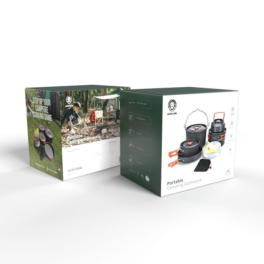 GREEN LION PORTABLE CAMPING COOKWARE SET ORANGE BLACK GNCMPCKSETOBK thumbnail 2
