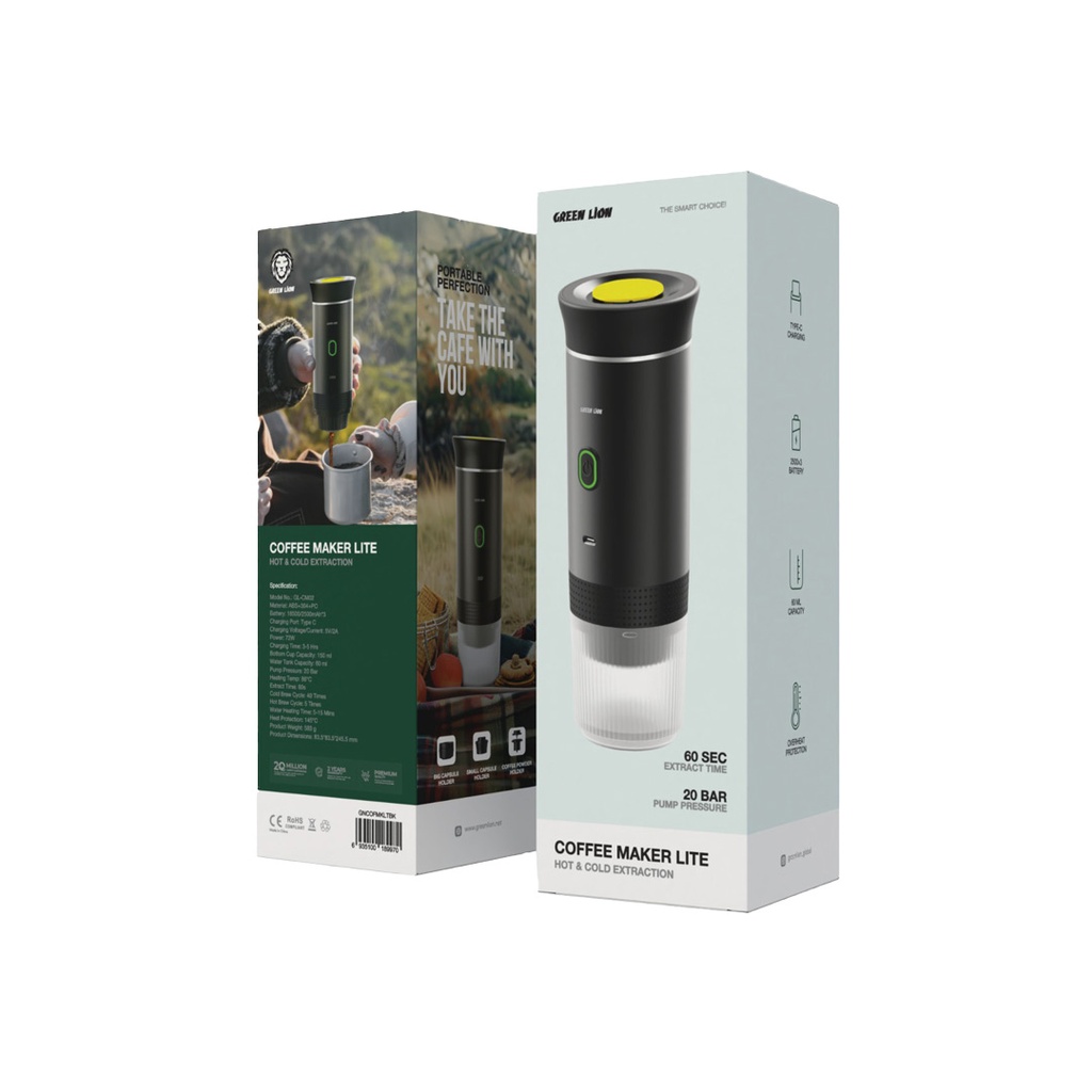GREEN LION COFFEE MAKER LITE BLACK GNCOFMKLTBK thumbnail 2
