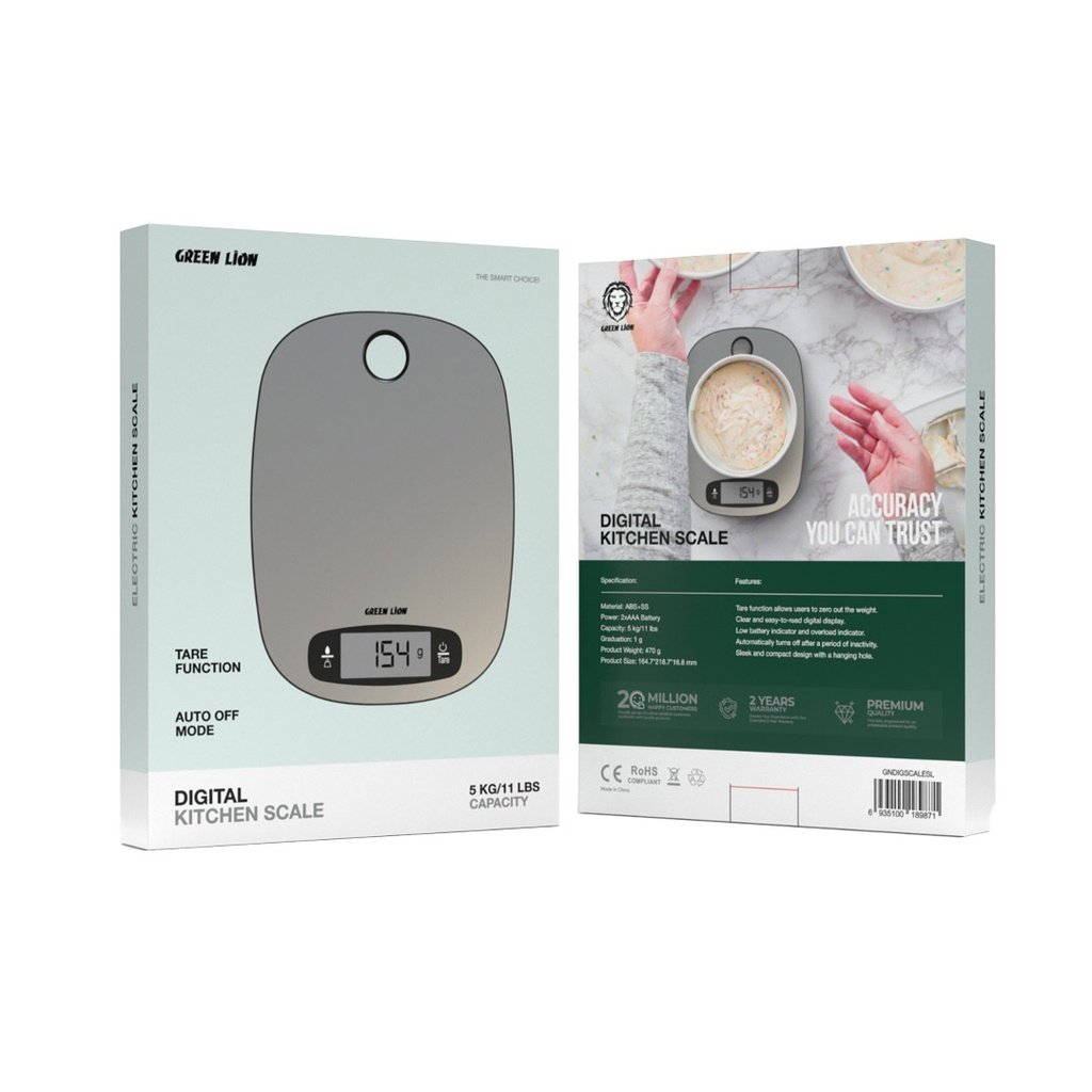 GREEN LION DIGITAL KITCHEN SCALE SILVER GNDIGSCALESL