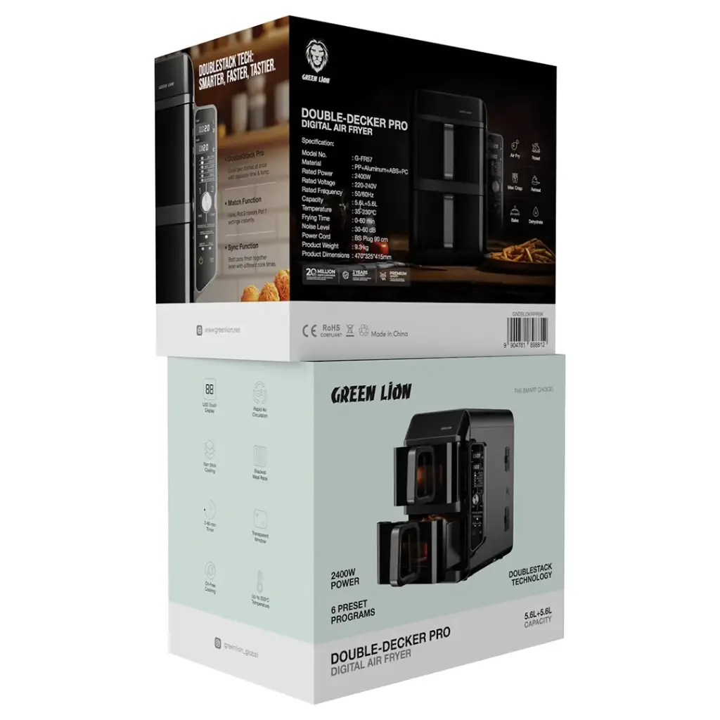 GREEN LION DOUBLE DECKER PRO DIGITAL AIR FRYER BLACK GNDBLDKRPRBK thumbnail 6
