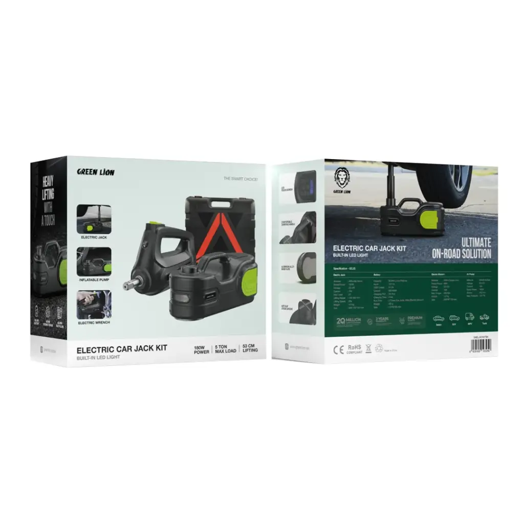 GREEN LION ELECTIC CAR JACK KIT BUILT-IN LED LIGHT BLACK GNELJACKKTBK thumbnail 4