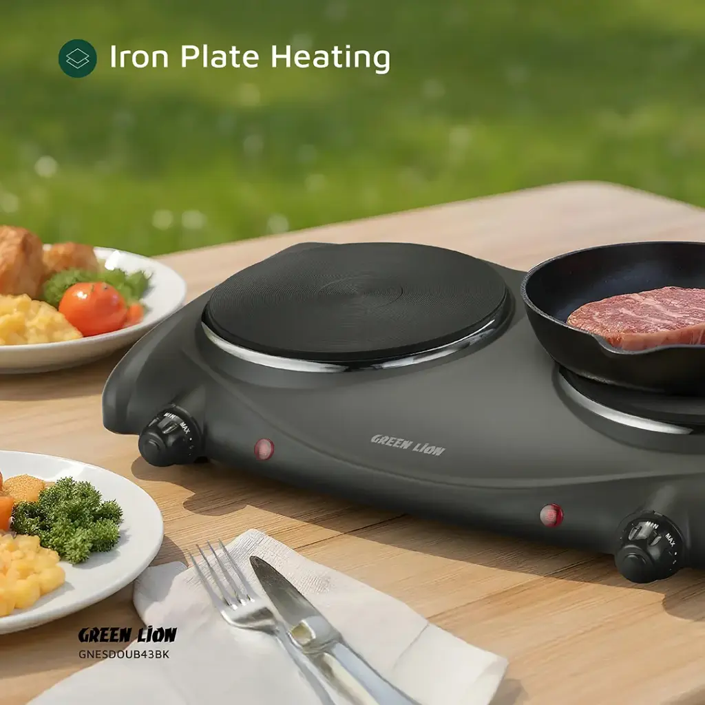 GREEN LION ELECTRIC STOVE DOUBLE HOT PLATE BLACK GNESDOUB43BK thumbnail 4