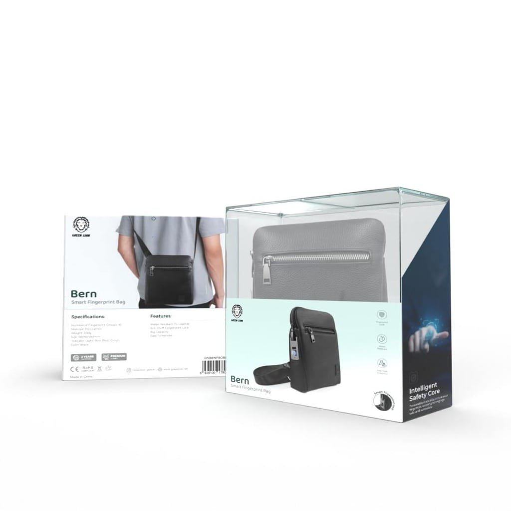 GREEN LION BERN SMART FINGERPRINT BAGS BLACK GNBRNFBGBK thumbnail 2