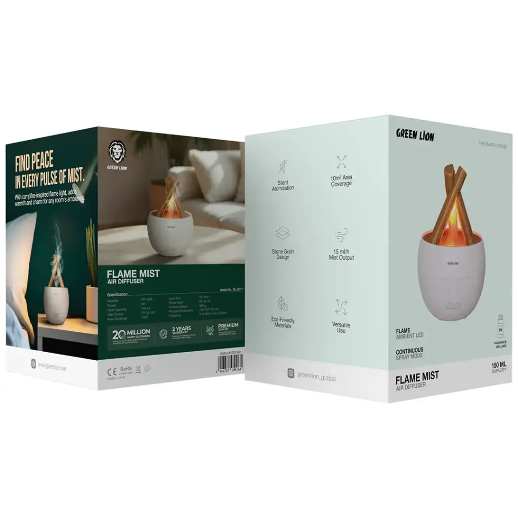 GREEN LION FLAME MIST AIR DIFFUSER 150ML WHITE GNFLMSTDFWH thumbnail 4