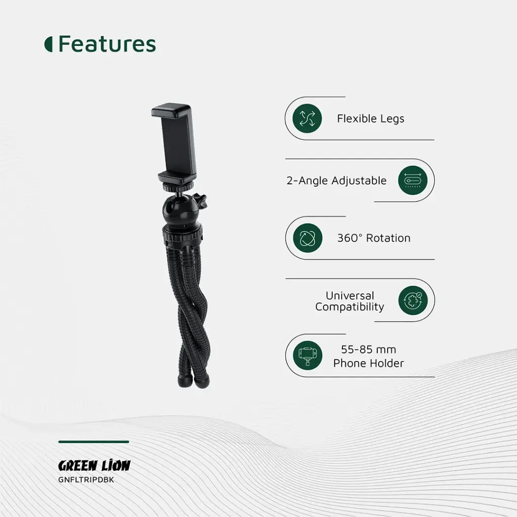 GREEN LION FLEXIBLE TRIPOD WITH FOAM GRIPS BLACK GNFLTRIPDBK thumbnail 8