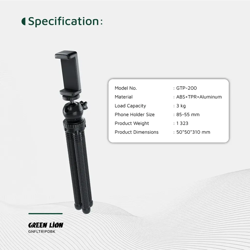 GREEN LION FLEXIBLE TRIPOD WITH FOAM GRIPS BLACK GNFLTRIPDBK thumbnail 7
