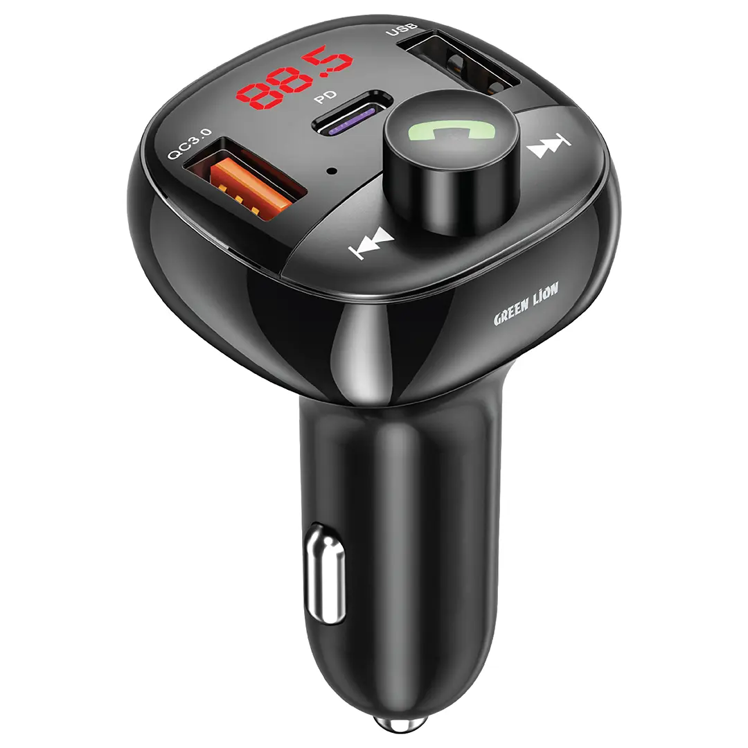 GREEN LION FLUX DRIVE FM TRANSMITTER CAR CHARGER PD 30W BLACK GNFLXDRFMCCBK