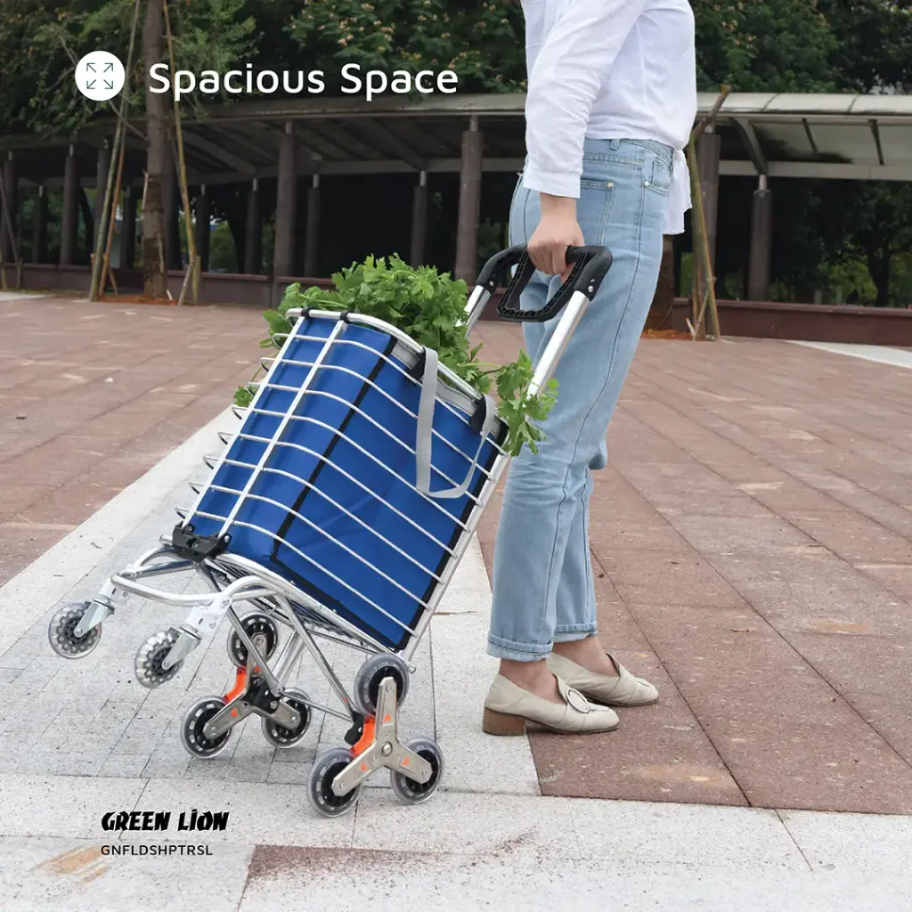 GREEN LION FOLDABLE SHOPPING TROLLEY SILVER GNFLDSHPTRS thumbnail 8