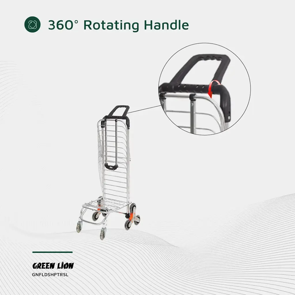 GREEN LION FOLDABLE SHOPPING TROLLEY SILVER GNFLDSHPTRS thumbnail 7