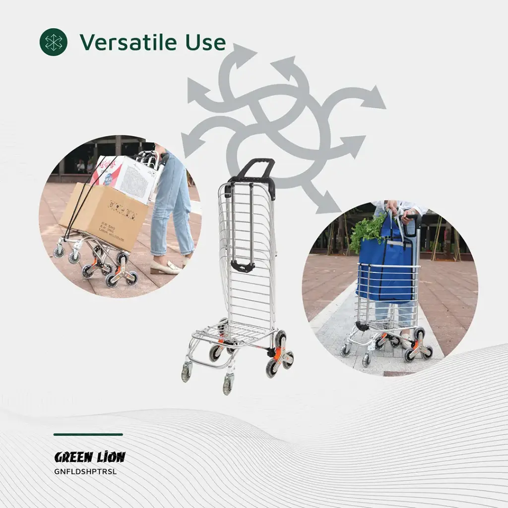 GREEN LION FOLDABLE SHOPPING TROLLEY SILVER GNFLDSHPTRS thumbnail 5