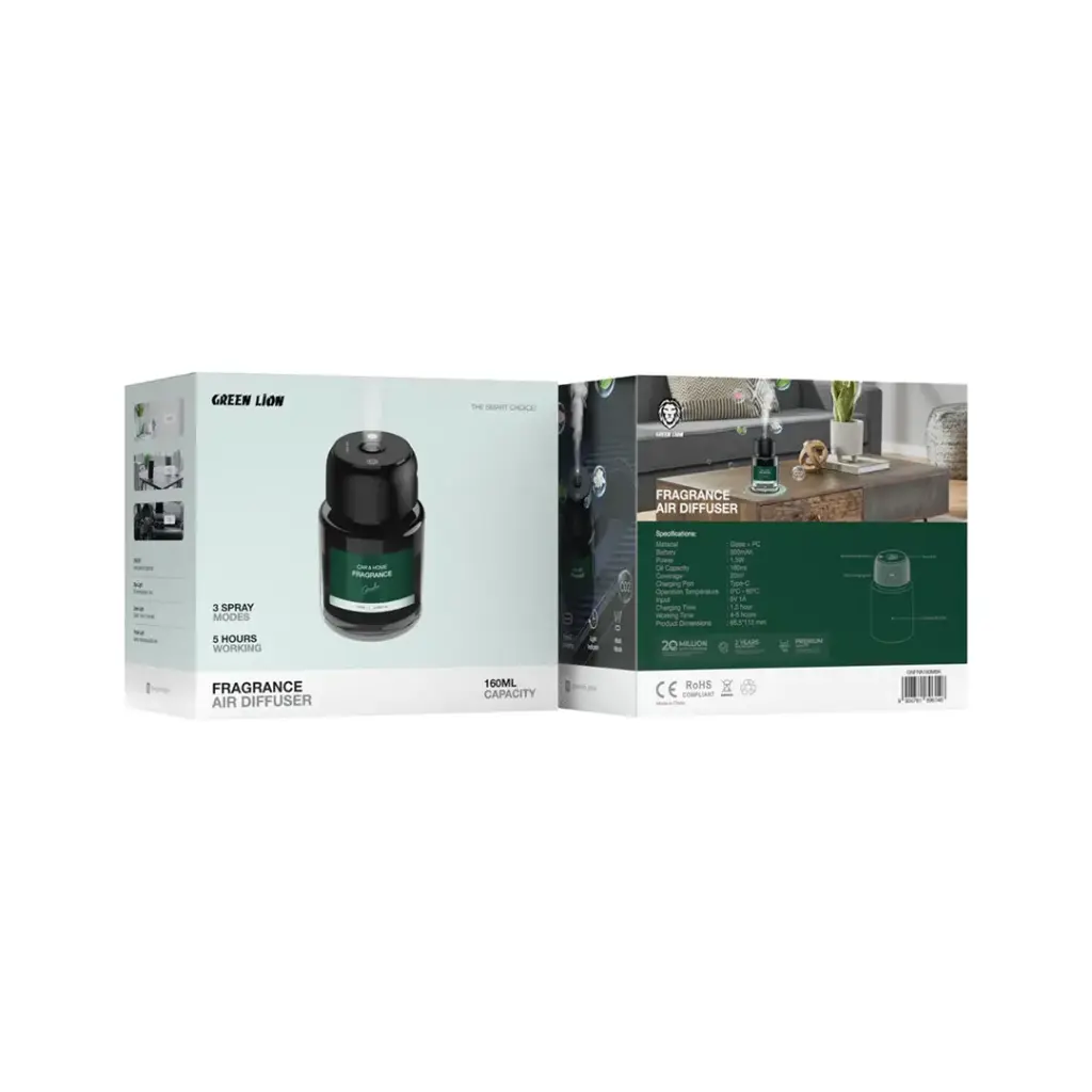 GREEN LION FRAGRANCE AIR DIFFUSER 160ML BLACK GNFRA160MBK thumbnail 3