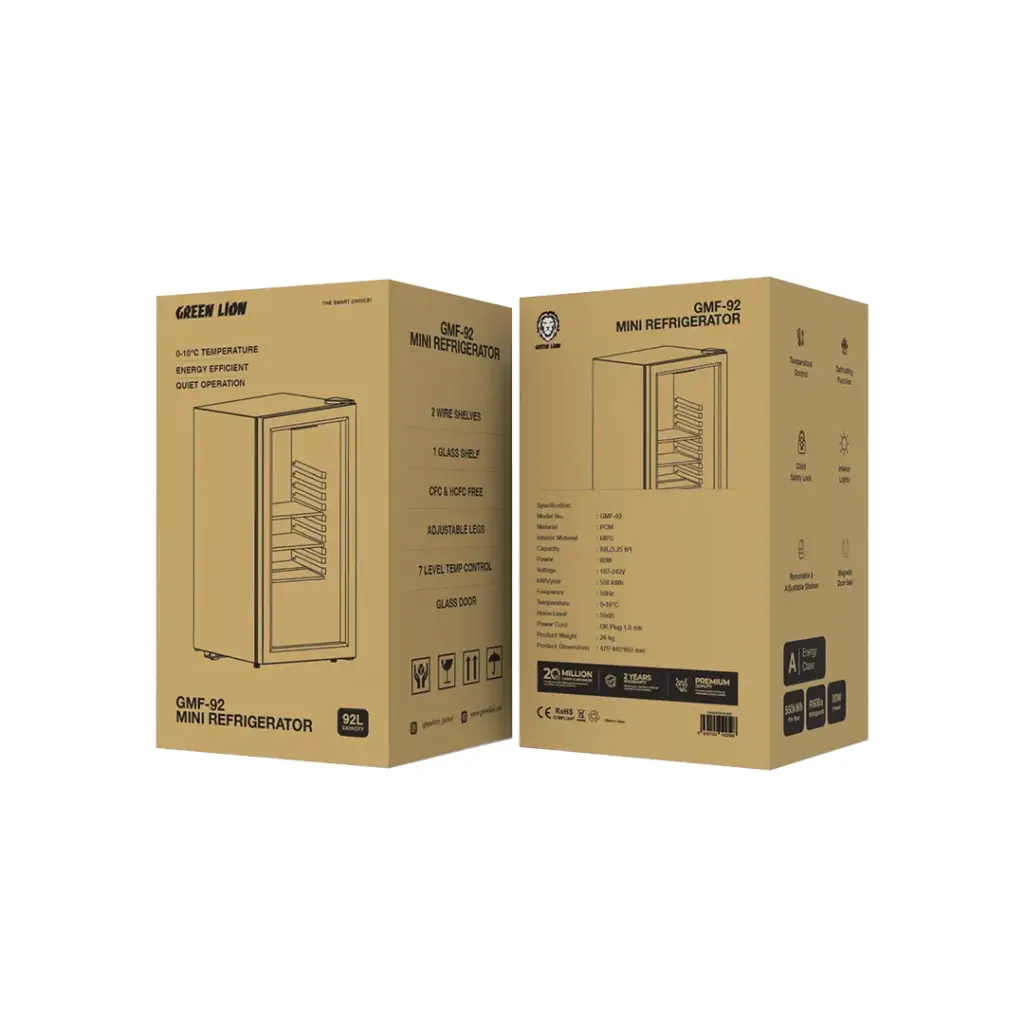 GREEN LION 92L MINI REFRIGERATOR BLACK GMF-92 GNGMF92RFGBK