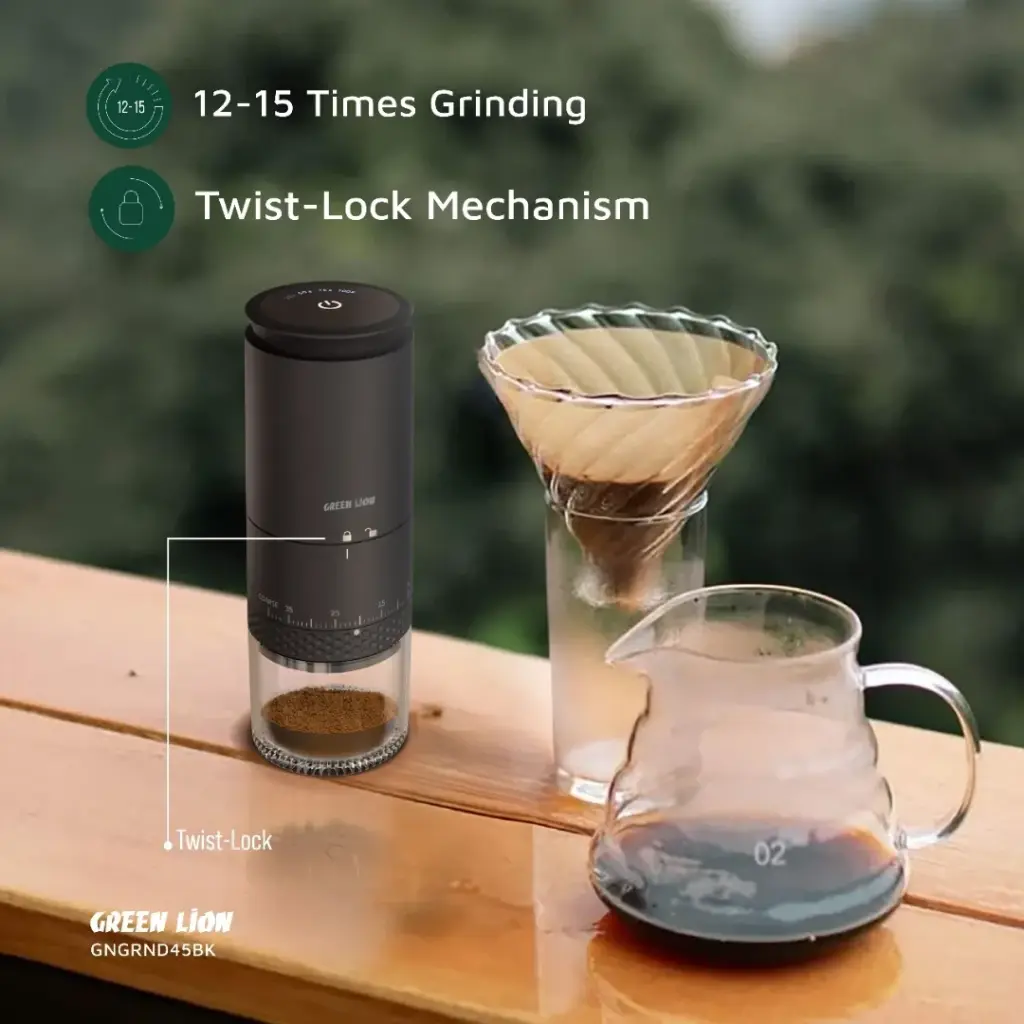 GREEN LION GRIND PRO COFFEE GRINDER RECHARGEABLE BLACK GNGRND45BK thumbnail 4
