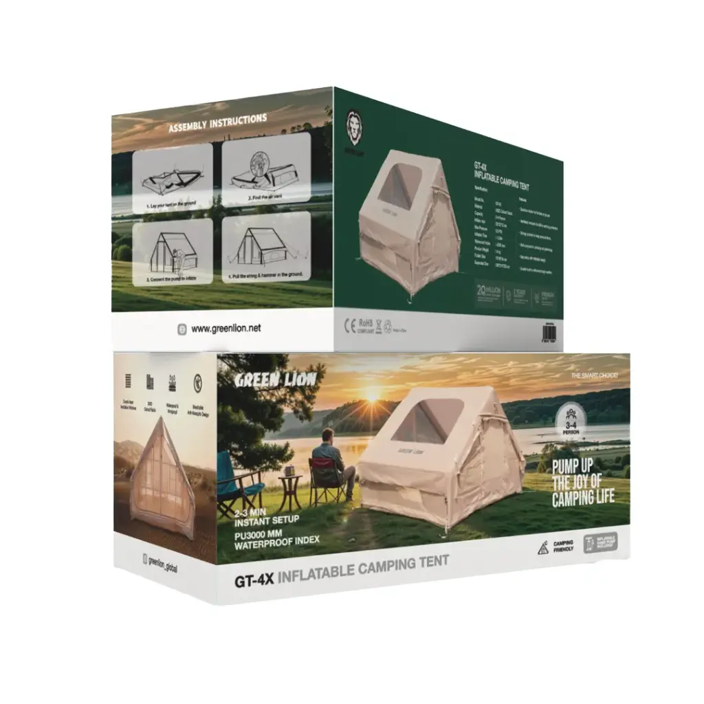 GREEN LION INFLATABLE CAMPING TENT GT-4X BEIGE GNGT4XTENTBG thumbnail 2