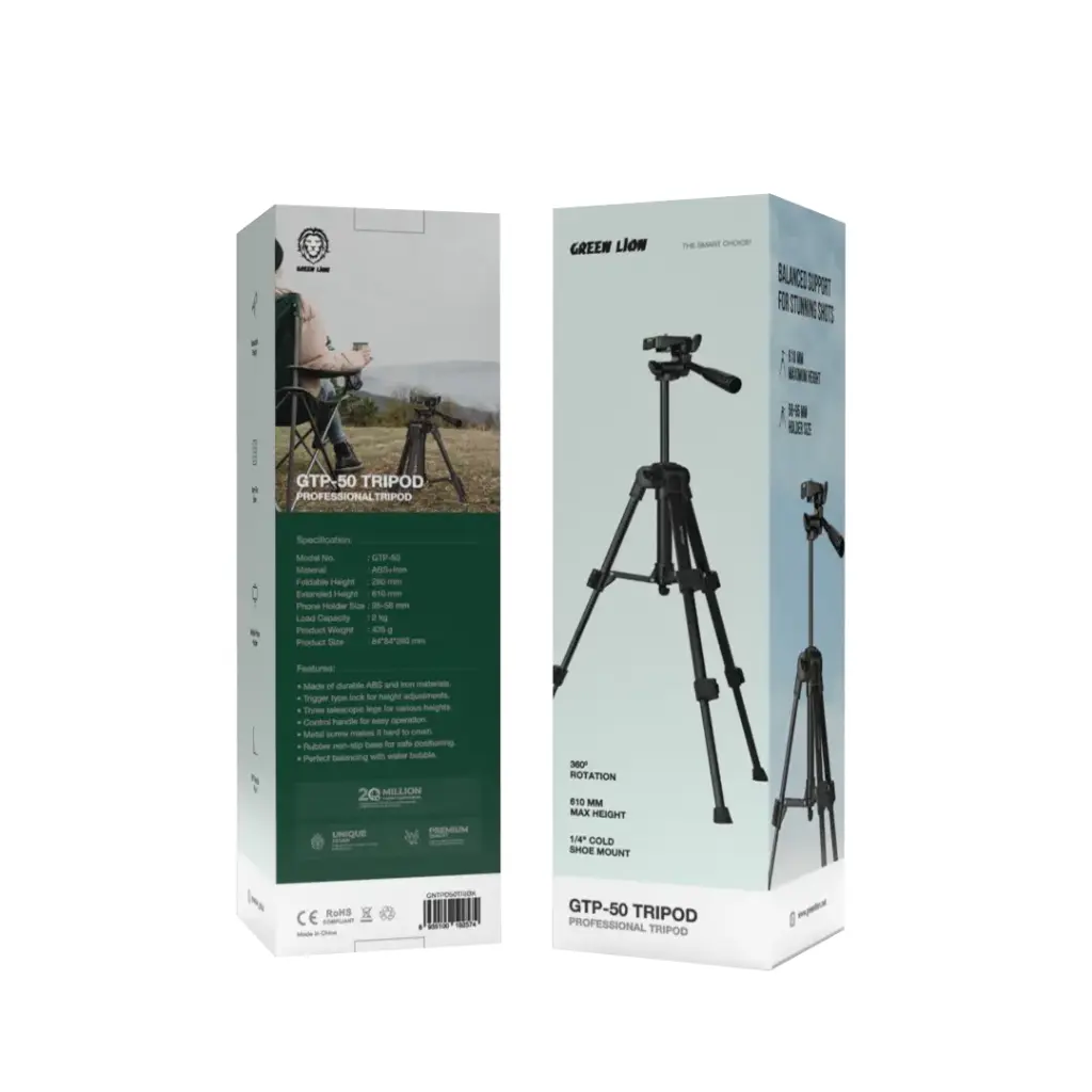 GREEN LION GTP-50 TRIPOD PROFESSIONAL ALUMINUM BLACK GNTPD50TRIBK thumbnail 2