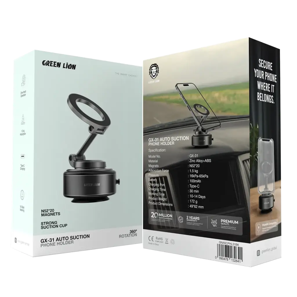 GREEN LION AUTO SUCTION PHONE HOLDER MATTE BLACK GX-31 GNASCPHL31BK thumbnail 6
