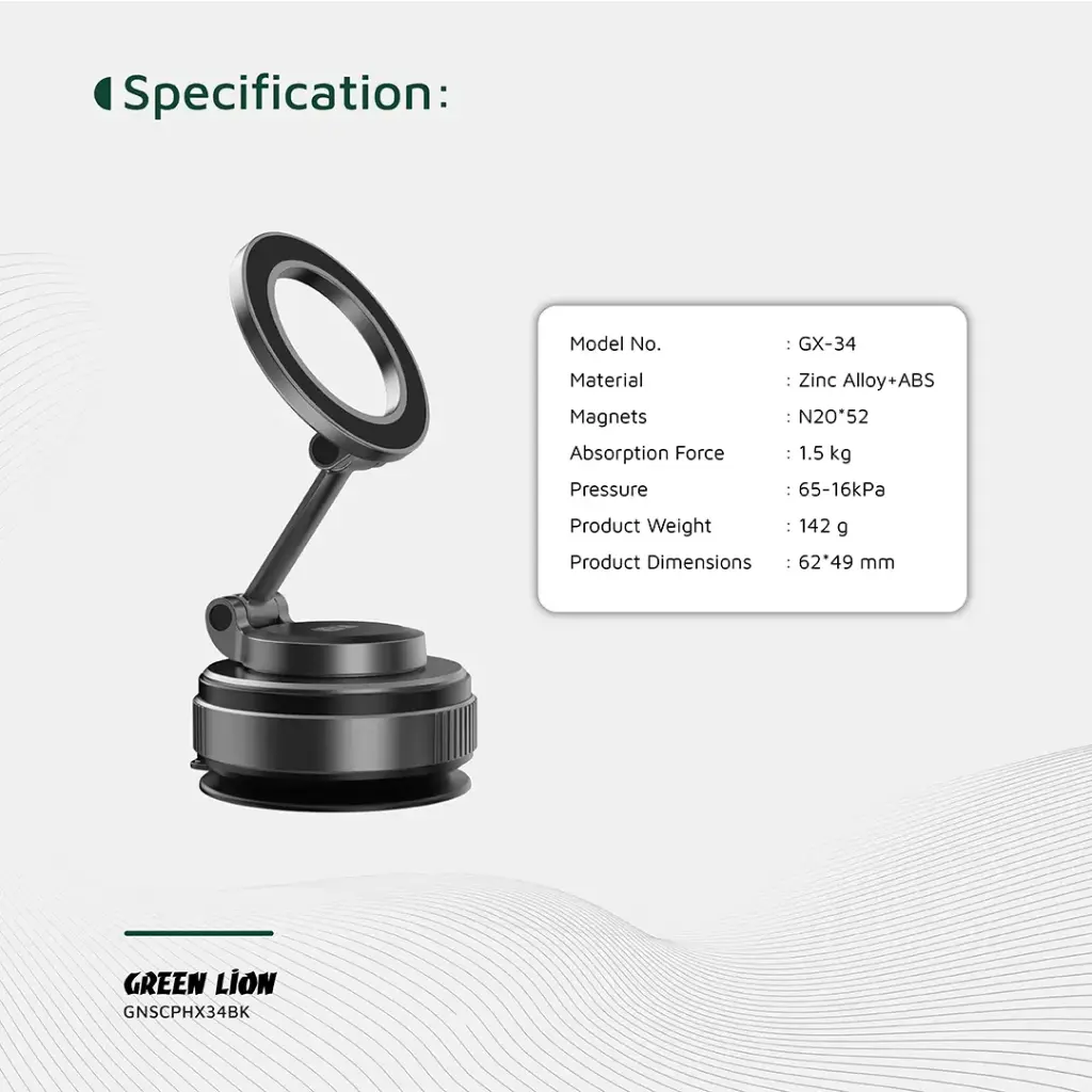 GREEN LION GX-34 SUCTION PHONE HOLDER BLACK GNSCPHX34BK thumbnail 2