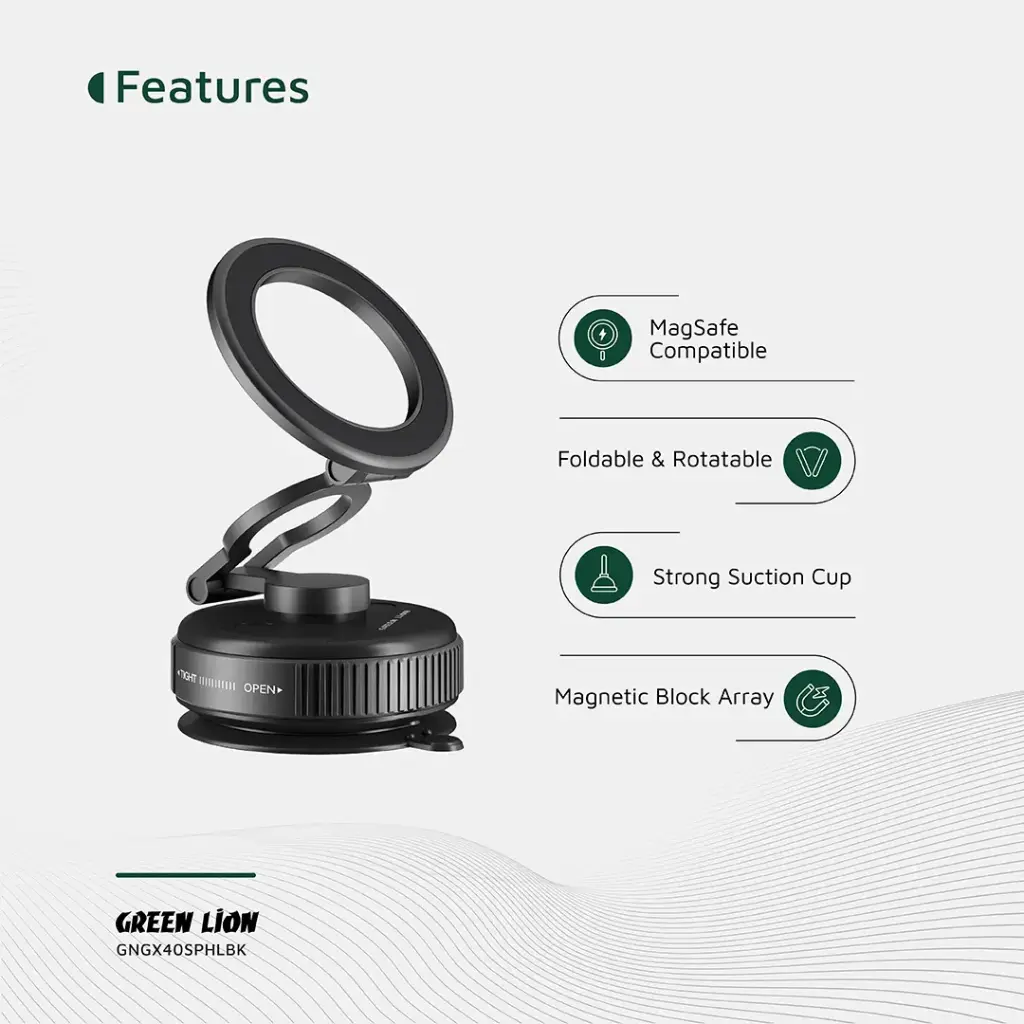 GREEN LION GX-40 MAGSAFE SUCTION PHONE HOLDER BLACK GNGX40SPHLBK thumbnail 3