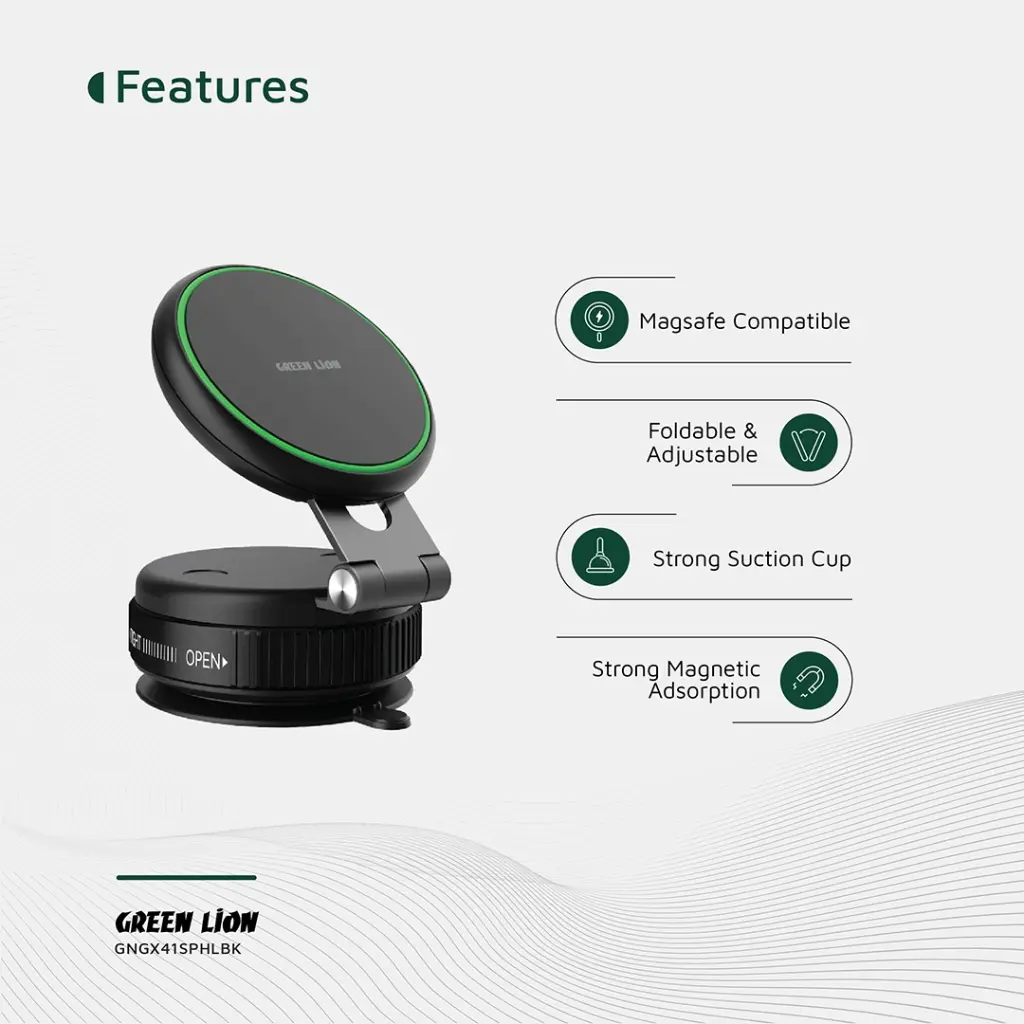 GREEN LION GX-41 MAGSAFE SUCTION PHONE HOLDER BLACK GNGX41SPHLBK thumbnail 3