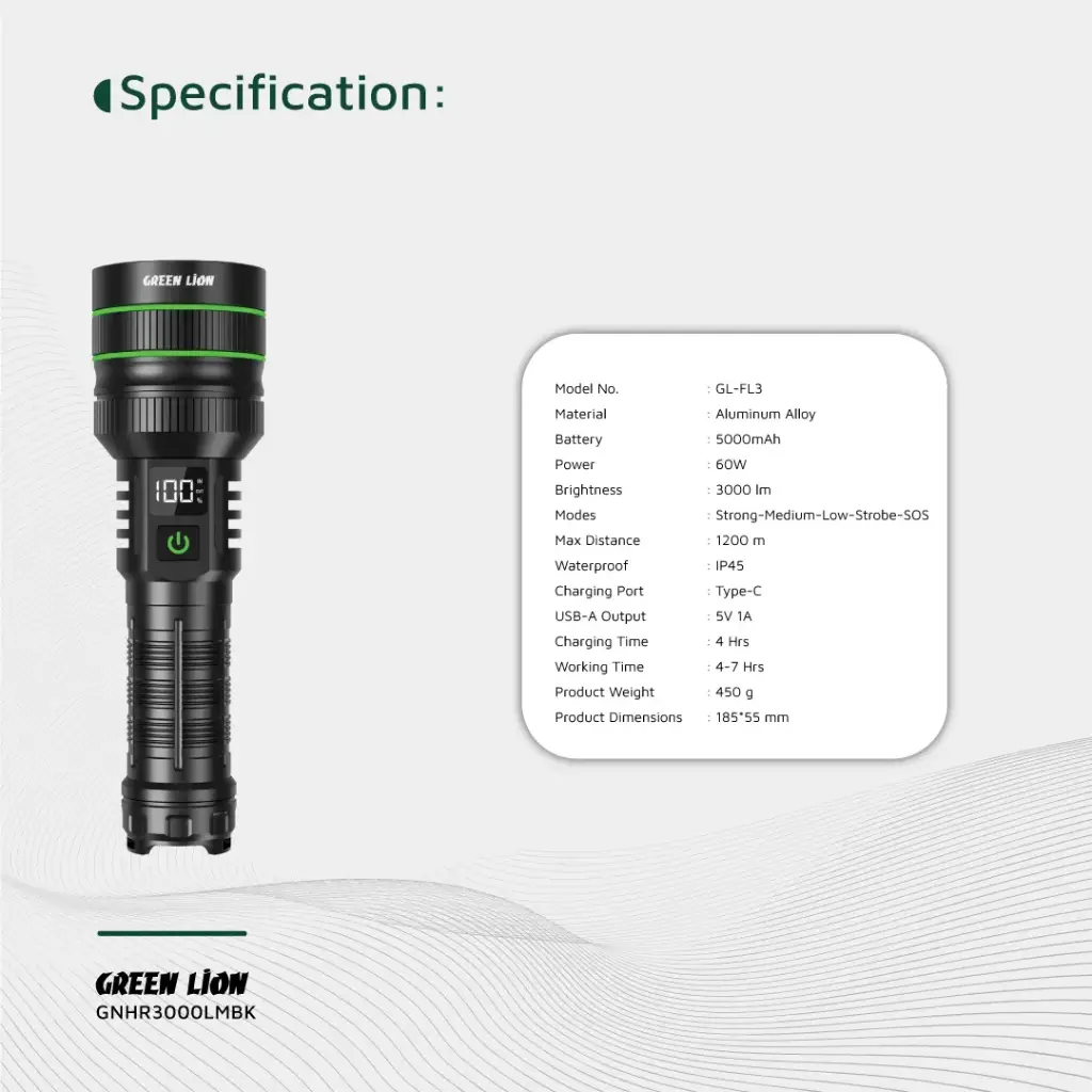GREEN LION HYPER RAY PRO 3000LM BLACK GNHR3000LMBK thumbnail 2