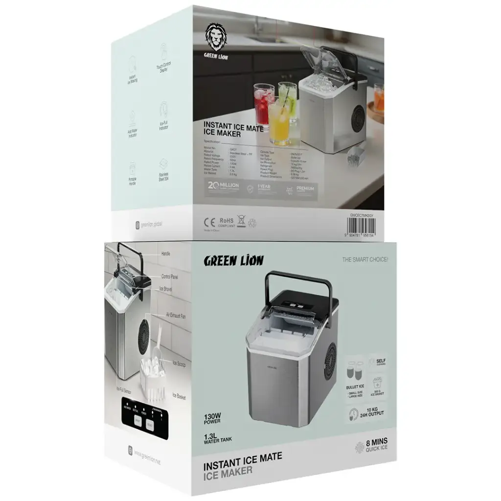 GREEN LION INSTANT ICE MATE ICE MAKER 130W 1.3L GRAY GNICEC7MKEGY thumbnail 2