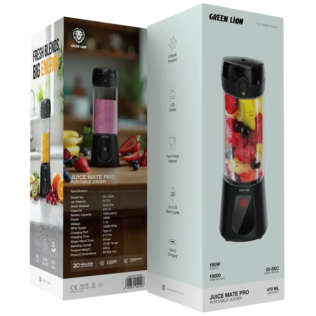 GREEN LION JUICE MATE PRO PORTABLE JUICER 470ML BLACK GNJUMTPR20BK thumbnail 2