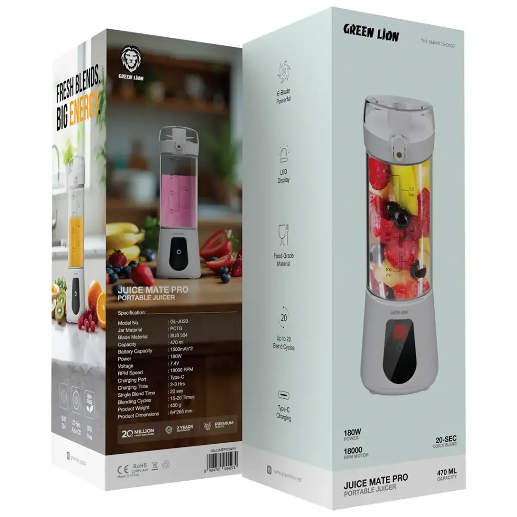 GREEN LION JUICE MATE PRO PORTABLE JUICER 470ML WHITE GNJUMTPR20WH thumbnail 2
