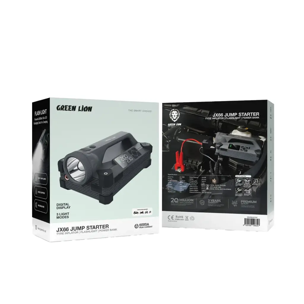 GREEN LION MULTIFUNCTION JUMP STARTER AND AIR PUMP 24000MAH GRAY GNJX66JSTGY thumbnail 2