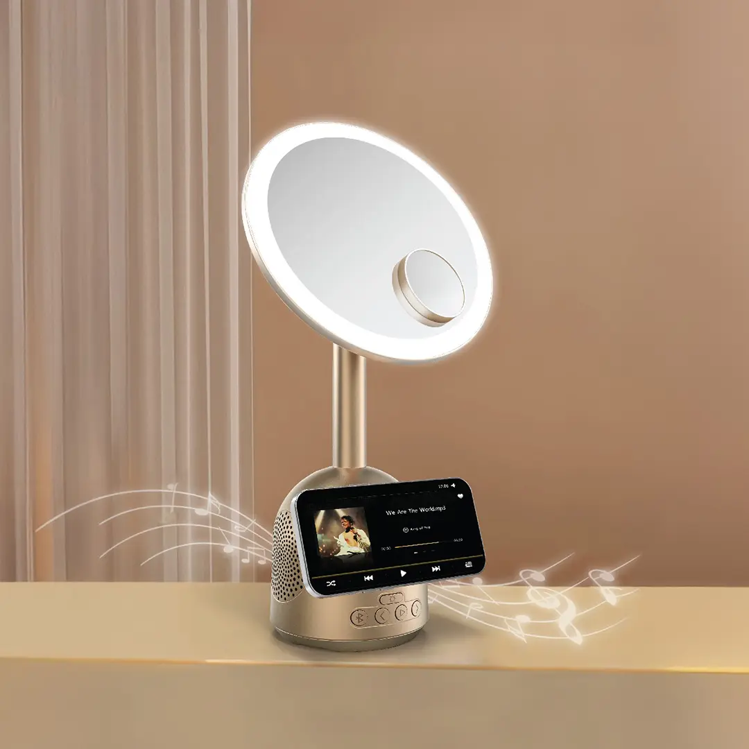 GREEN LION MAKEUP MIRROR WITH SPEAKER AND MAGSAFE CHARGER GOLD GNMKPMRMGGD thumbnail 2