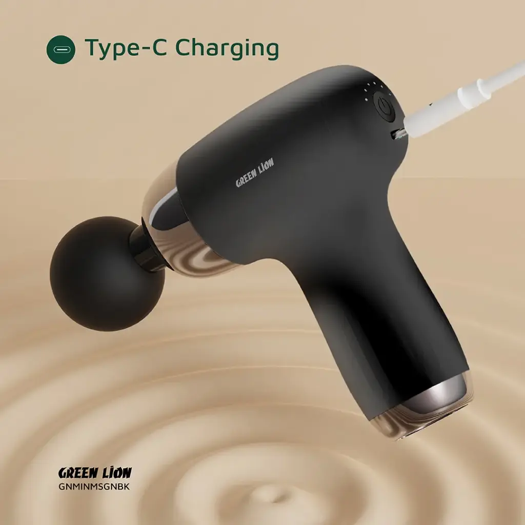 GREEN LION MINI MASSAGE GUN 6 SPEED LEVELS BLACK GNMINMSGNBK thumbnail 7