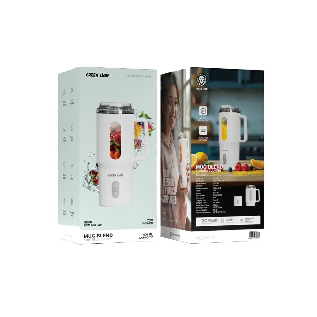 GREEN LION MUG BLEND PORTABLE JUICER 500ML WHITE GNMGBL500WH thumbnail 4