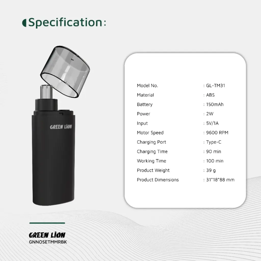 GREEN LION NOSE PRO NOSE AND EAR TRIMMER BLACK GNNOSETMMRBK thumbnail 7