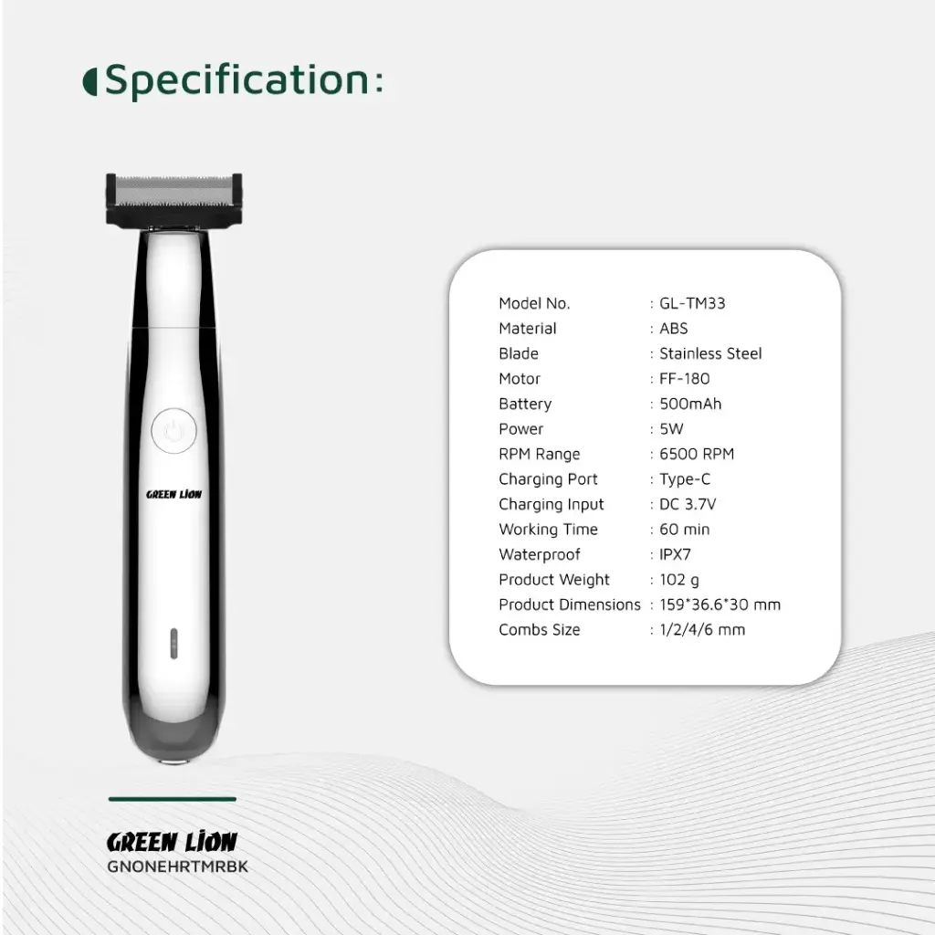 GREEN LION ONE BLADE PRO HAIR TRIMMER BLACK GNONEHRTMRBK thumbnail 2
