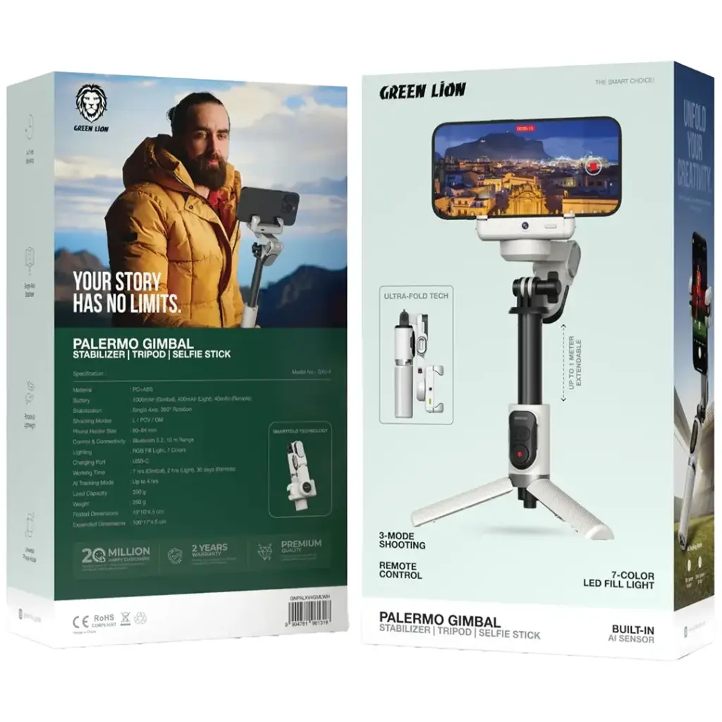 GREEN LION PALERMO GIMBAL TRIPOD STAND WITH REMOTE CONTROL WHITE GNPALXV4GMLWH thumbnail 5