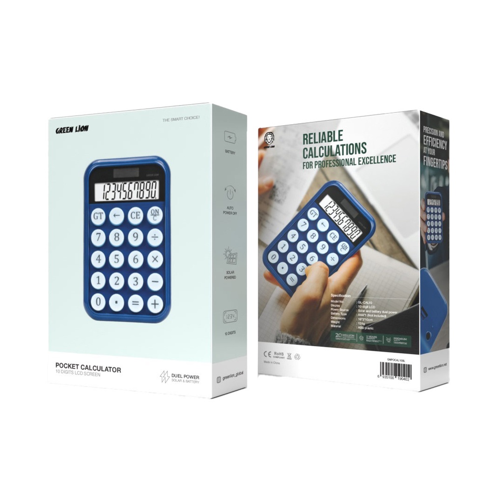 GREEN LION POCKET CALCULATOR 10 DIGITS BLUE GNPOCAL10BL thumbnail 4
