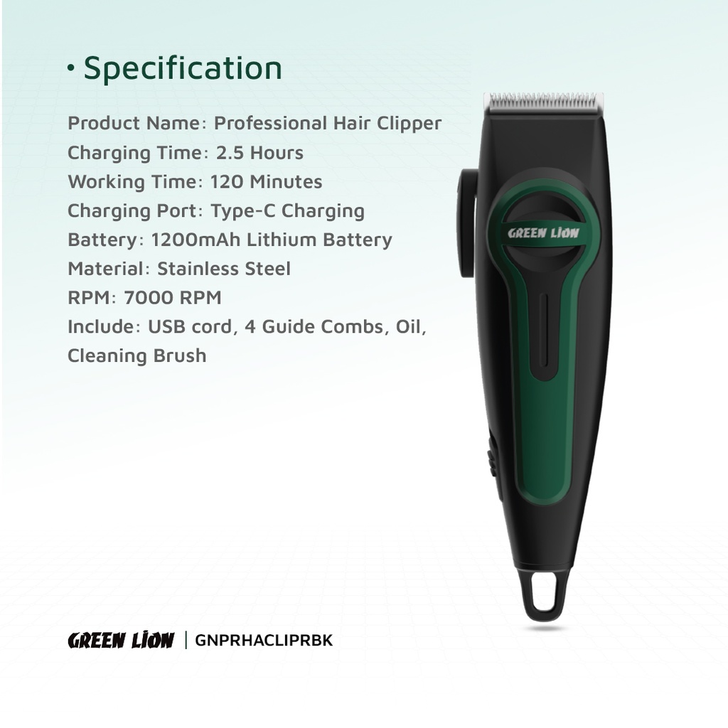GREEN LION PROFESSIONAL HAIR CLIPPER BLACK GNPRHACLIPRBK thumbnail 6