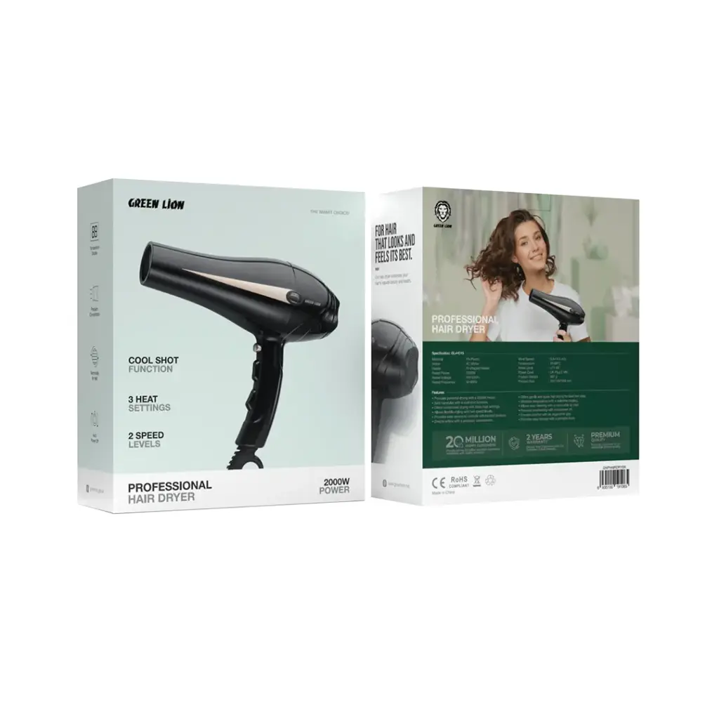 GREEN LION PROFESSIONAL HAIR DRYER 2000W BLACK GNPHAIRDRYBK thumbnail 3