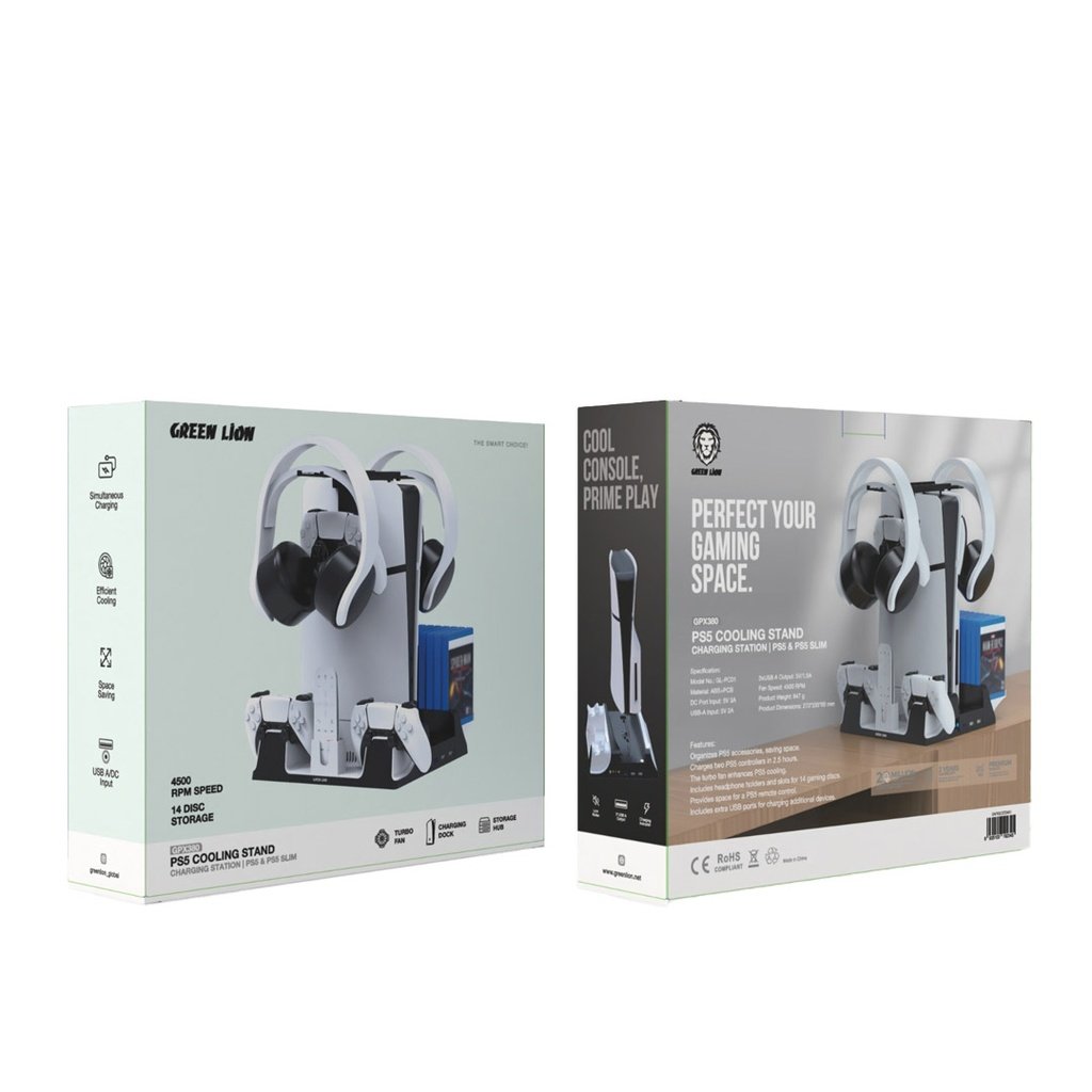 GREEN LION PS5 COOLING STAND CHARGING STATION WHITE GNPS5CSTDWH