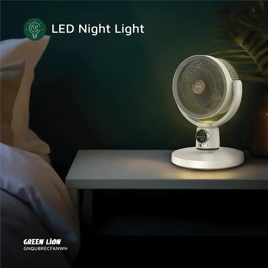 GREEN LION QUAD FLEX FAN RECHARGEABLE 8 INCH 3 BLADE WHITE GNQU8RECFANWH thumbnail 6