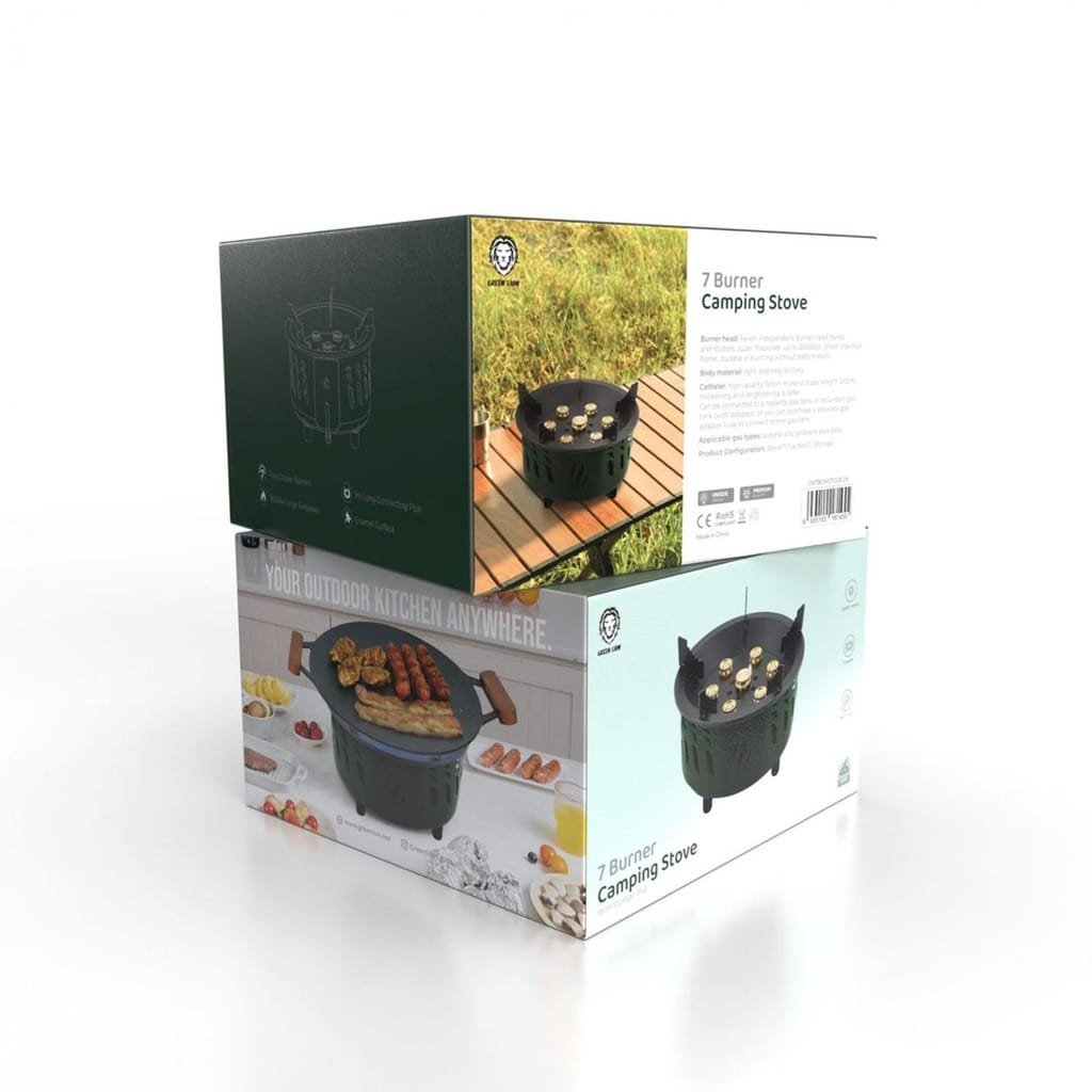 GREEN LION SEVEN BURNER CAMPING STOVE WITH STORAGE BAG GREEN GN7BCMSTOVEGN thumbnail 2